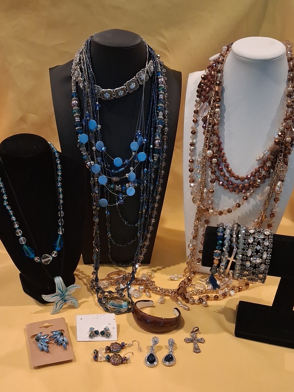 Lot of Mostly Crystal and Glass Jewelry All Wearable